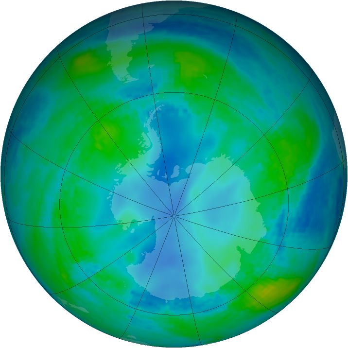 Antarctic ozone map for 12 May 2003